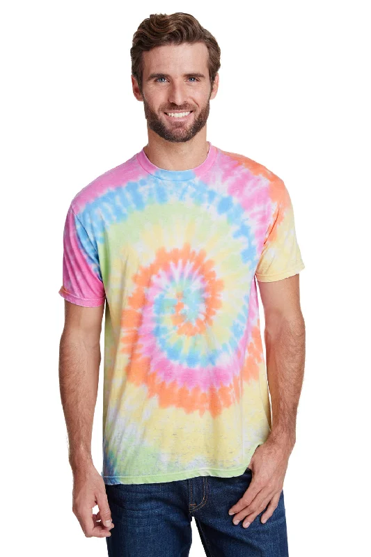 Relaxed Patterns Look Tie-Dye Mens Burnout Festival Short Sleeve Crewneck T-Shirt - Pastel