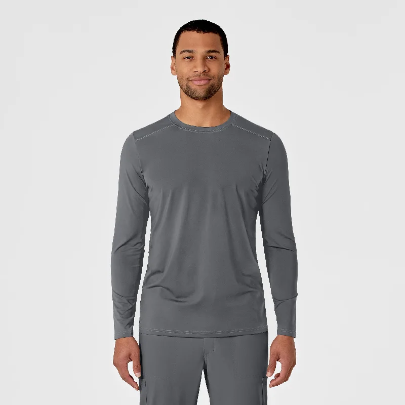 Sporty Modern Men's Performance Long Sleeve Tee - Pewter