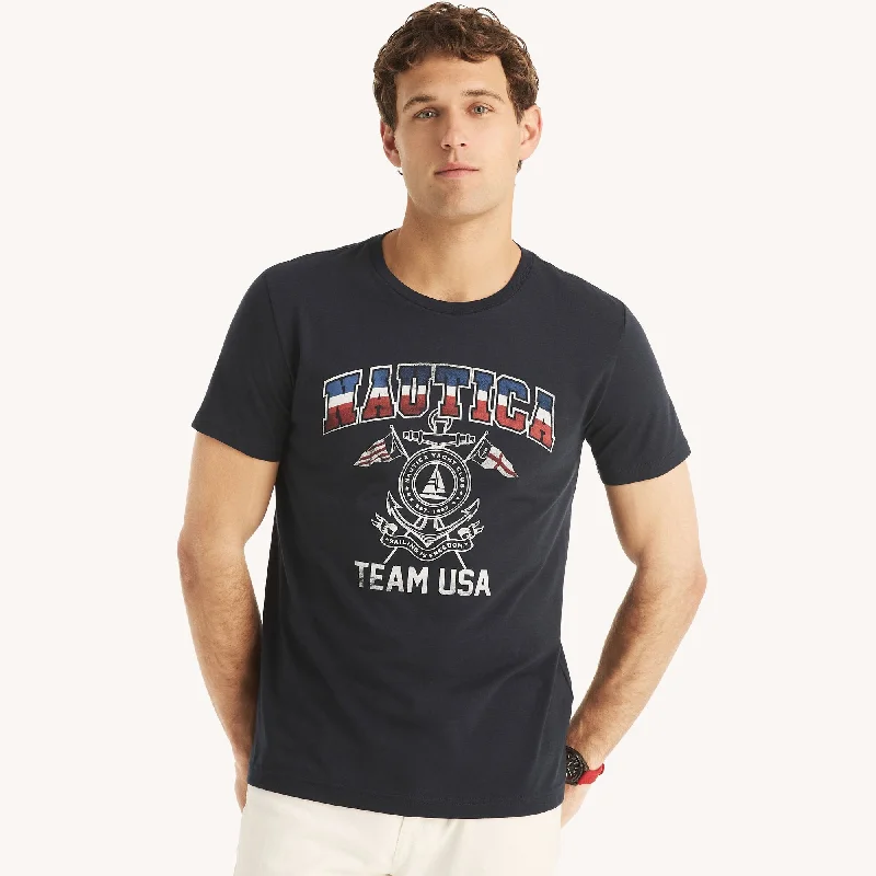 Sleek Weekend Nautica Mens Sustainably Crafted Team Usa Graphic T-Shirt