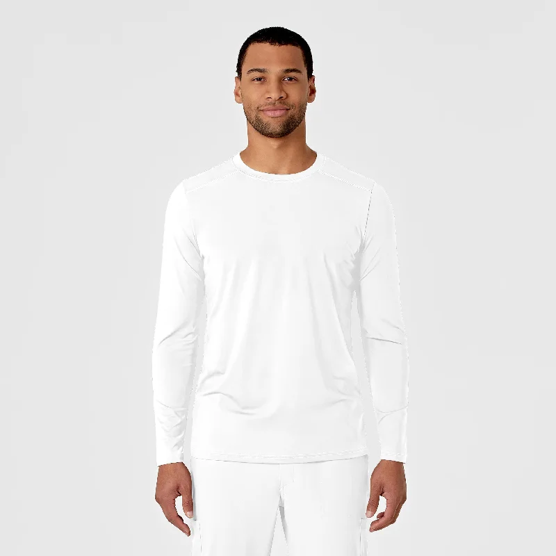 Structured Monochrome Men's Performance Long Sleeve Tee - White