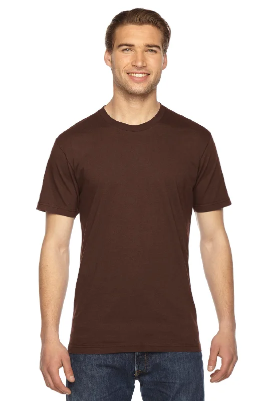 Elegant Sporty American Apparel Mens Fine Jersey Short Sleeve Crewneck T-Shirt - Brown