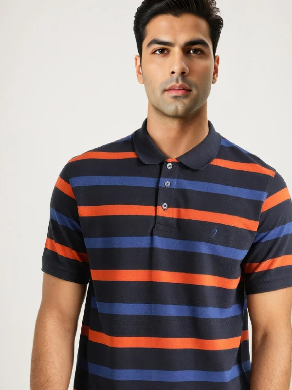 Simplified Sportwear Men Striped Polo T-Shirt