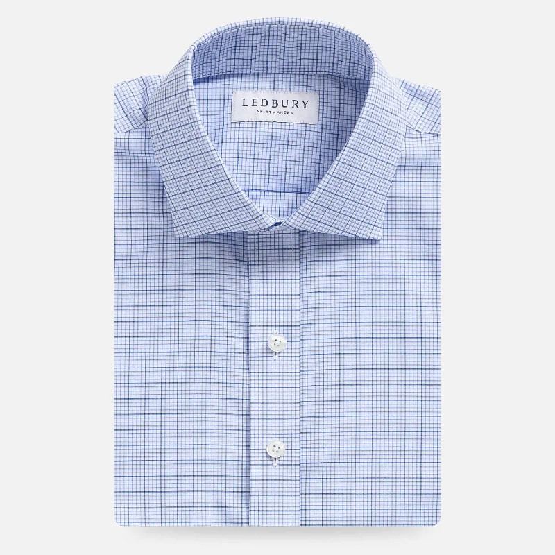 High-End Outerwear The Blue Kent Windowpane Check Custom Shirt