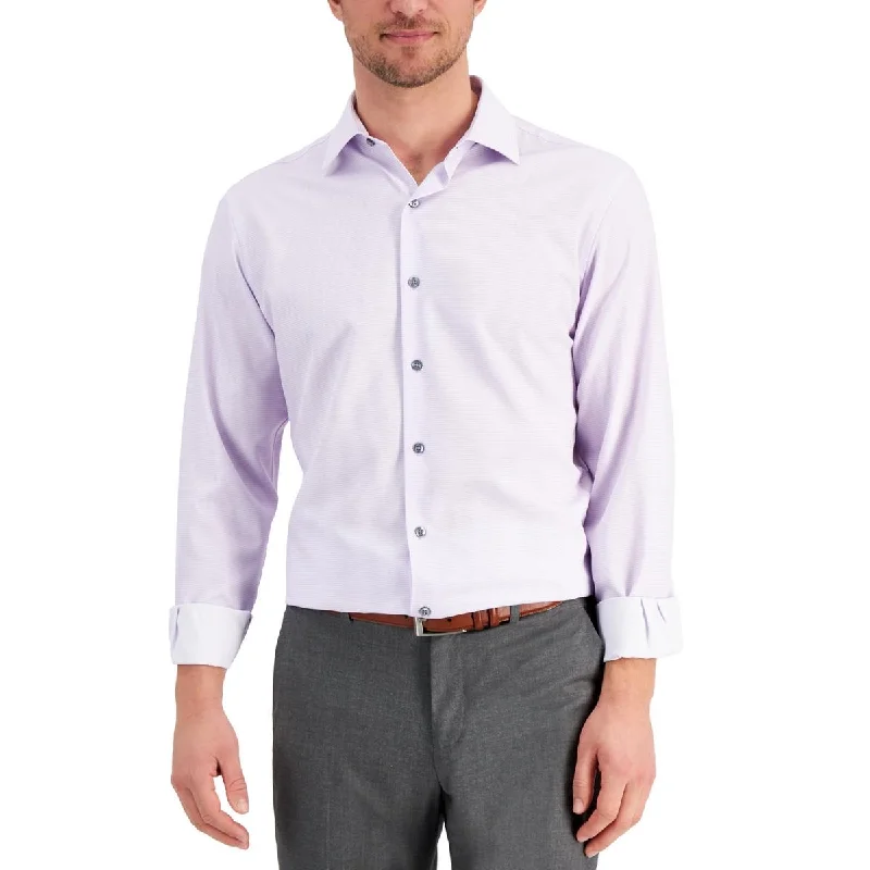 Modern Pastels Alfani Mens Houndstooth Slim Fit Dress Shirt