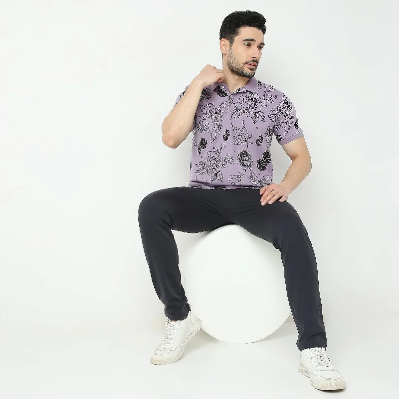 High-End Casual Regular Fit Printed Polo T-Shirt