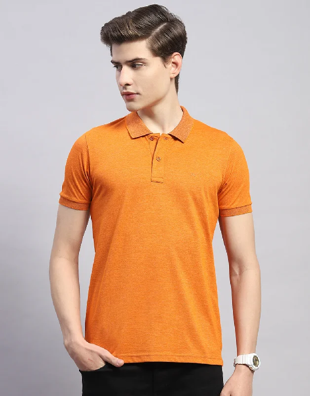 Rugged Classics Men Orange Solid Polo Collar Half Sleeve T-Shirt