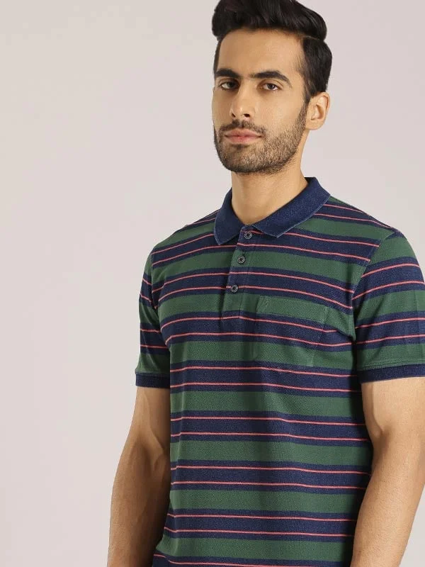 Soft Fitwear Men Striped Polo T-Shirt