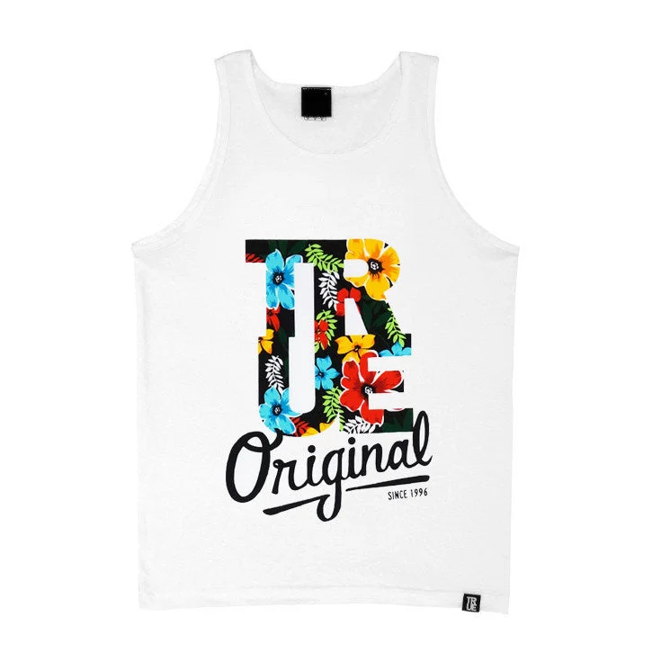 Relaxed Casualwear Mens True Floral Tank Top White