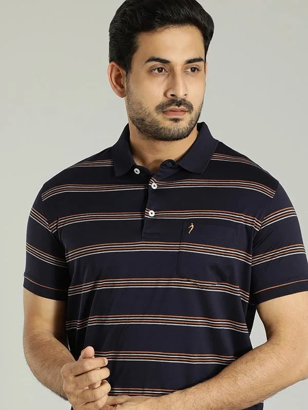 Monochrome Comfort Men Striped Polo T-Shirt