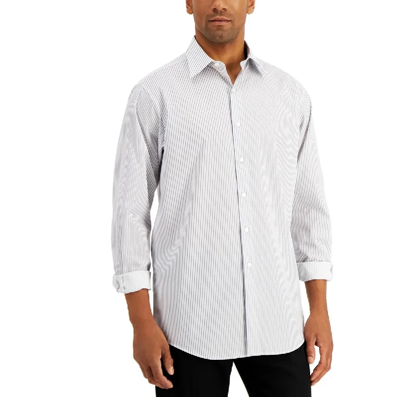 Simplistic Monochrome Club Room Mens Collared Striped Dress Shirt