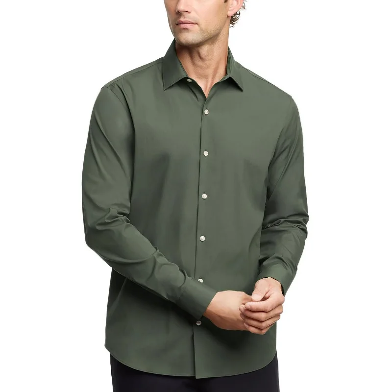 Modern Outerwear Look Calvin Klein Mens Wrinkle Resistant Cotton Button-Down Shirt