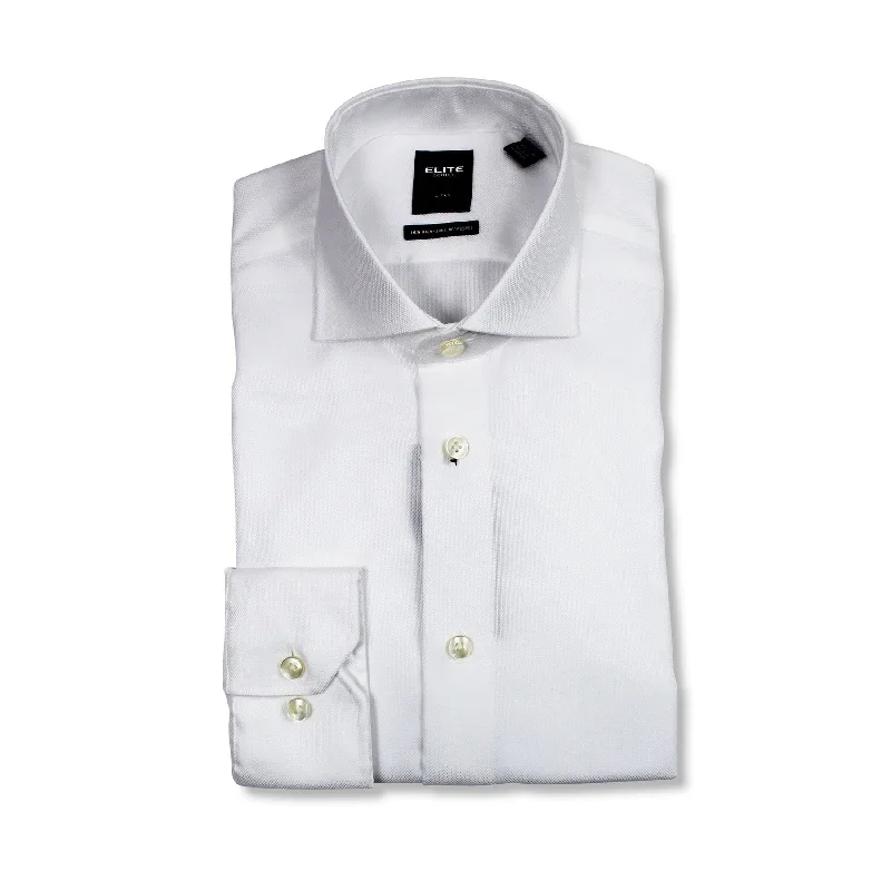 Classic Casualwear Serica Elite Tapered White Poplin Slim Fit Non-Iron Dress Shirt - E-325