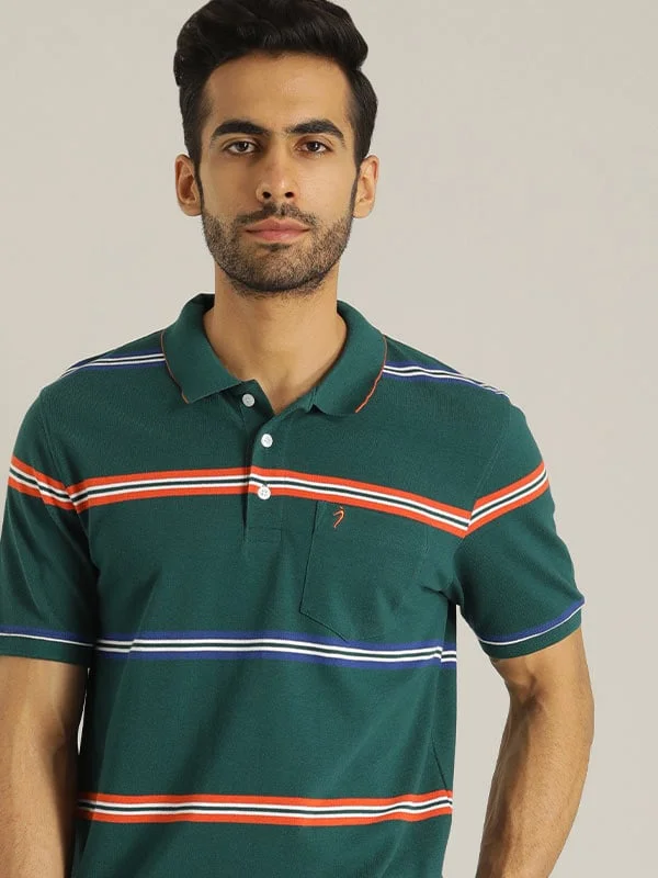 Sleek Tailored Men Striped Polo T-Shirt