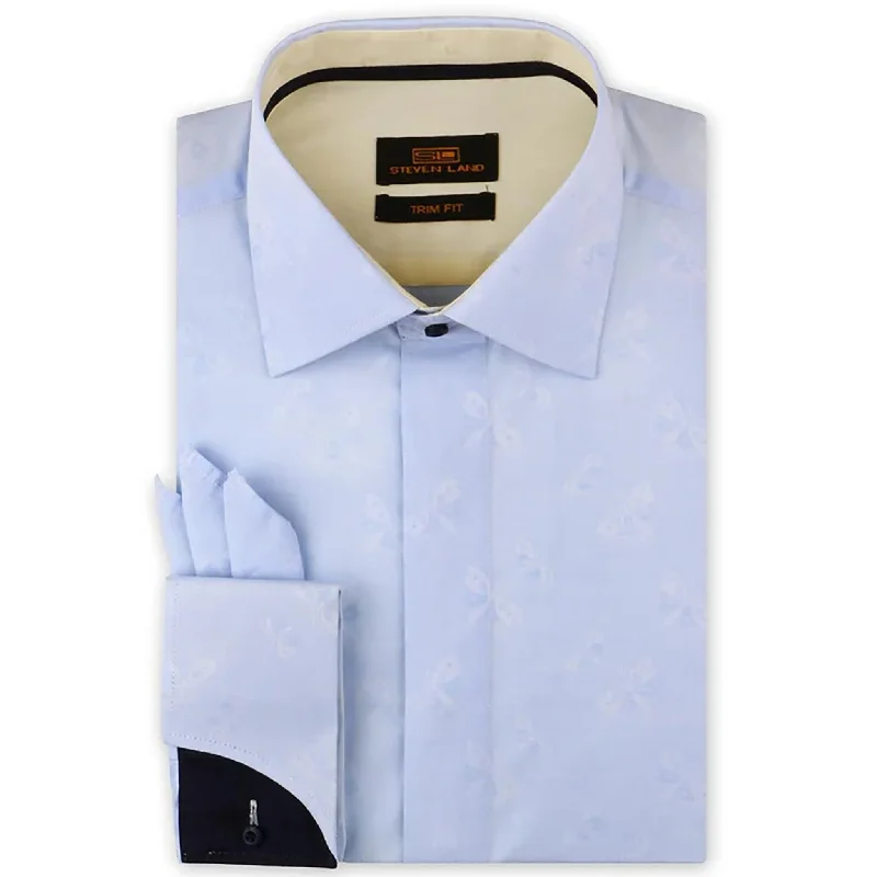 Smart Fitwear Ta1908 Steven Land | Dress Shirt  Trim Fit | Spread Collar | Shaped Convertible Cuff