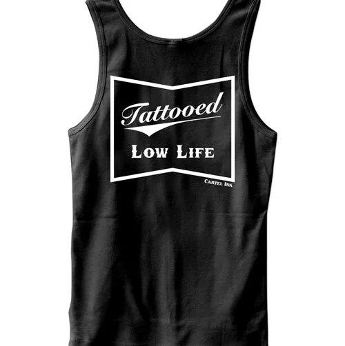 Sophisticated Tailoring Pocket Logo Tattooed Low life Men's Tank Top