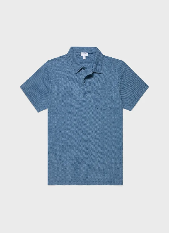 Contemporary Sporty Men's Riviera Polo Shirt in Mid Indigo Wash