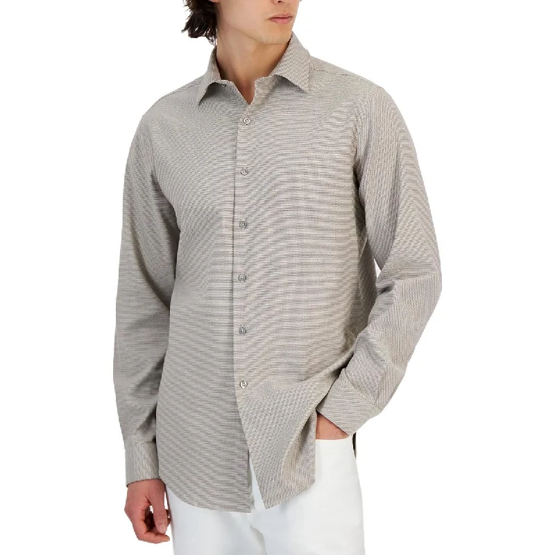 Urban Rugged Alfani Mens Knit Cotton Button-Down Shirt