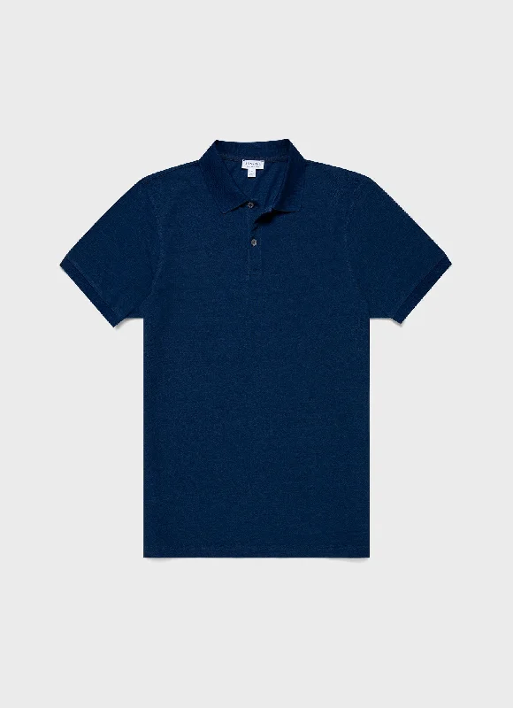 Clean Patterns Men's Piqué Polo Shirt in Real Indigo