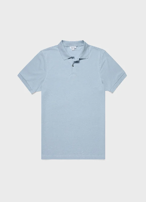 Simplistic Basics Men's Piqué Polo Shirt in Blue Mist