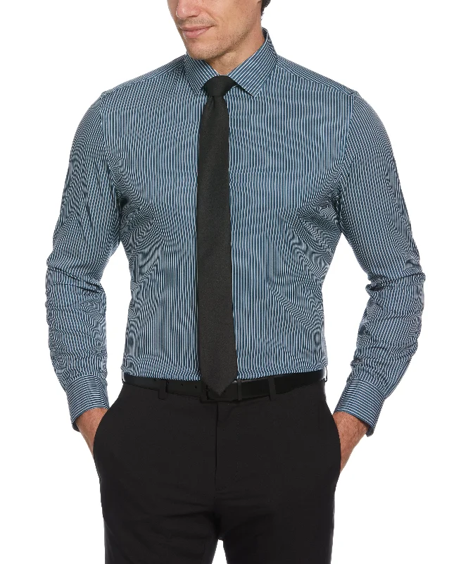 Weekend Sporty Slim Fit Total Stretch Tri-Color Striped Print Dress Shirt