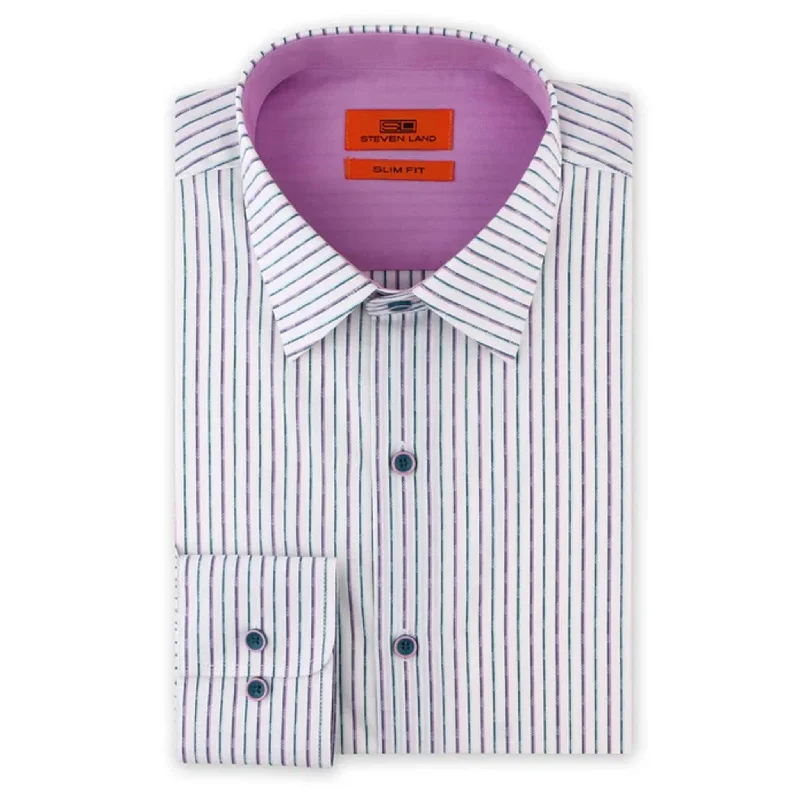 Fashionable Fit Sb1934 Contrast Stripe Dress Shirt for Men