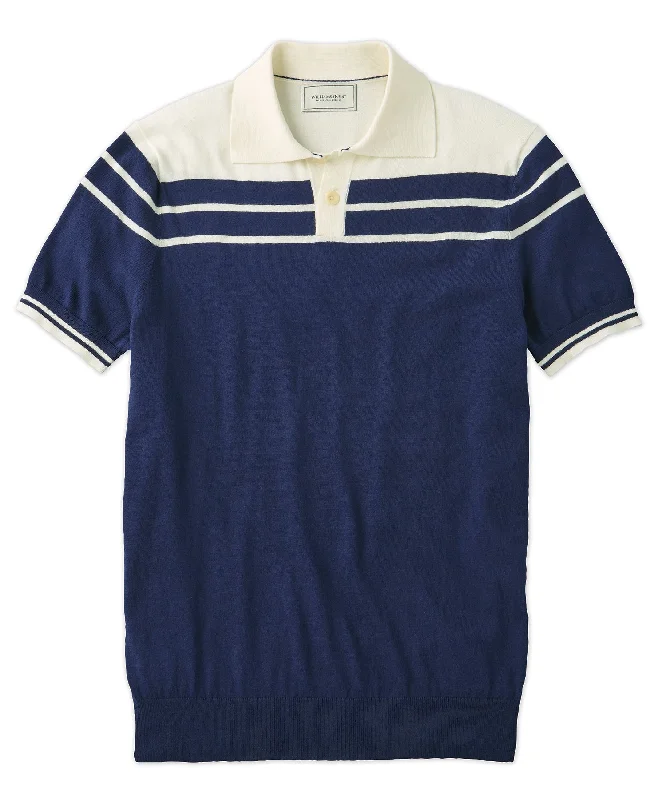 Sleek Weekend Color Block Yoke/Stripe Polo Shirt