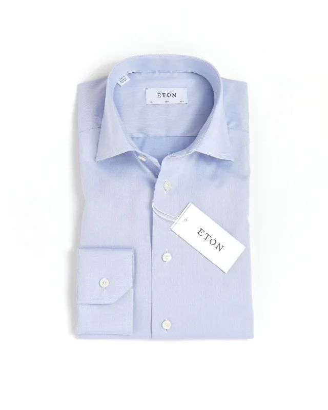 Contemporary Sporty Signature Twill Light Blue Slim Dress Shirt