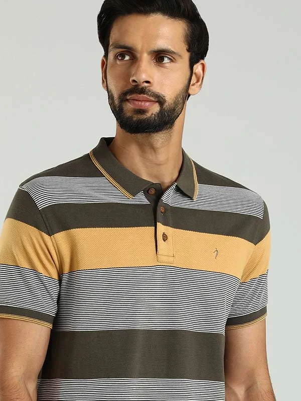 Retro Sportwear Men Striped Polo T-Shirt