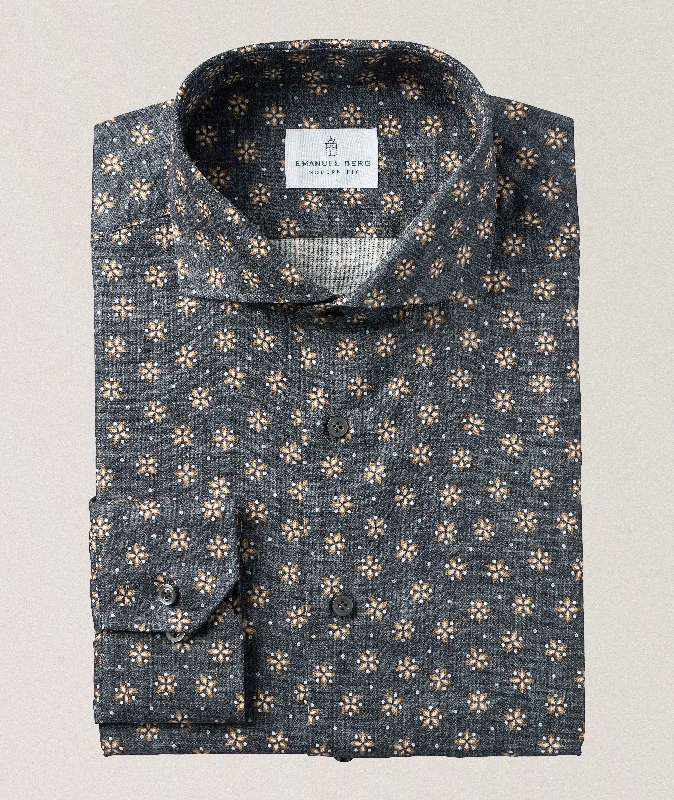 Tailored Edge Floral Pattern Dobby Sport Luxury Shirt SF19145