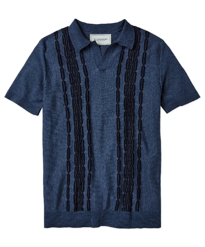 Sleek Edge Look Cable Jacquard Polo Shirt