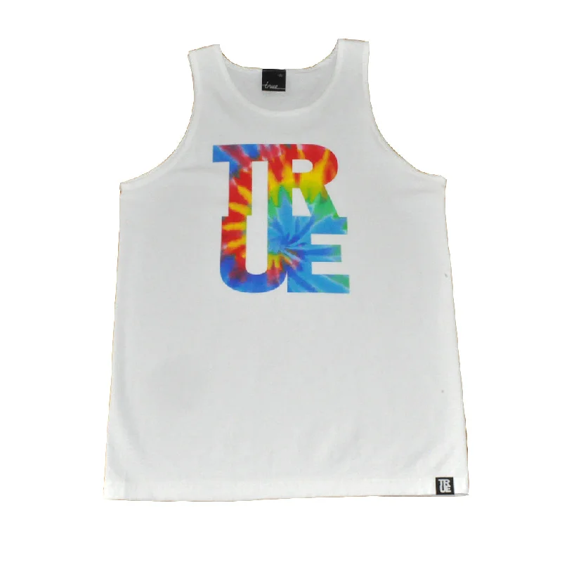 Fashionable Relaxed True Mens Hippie Dip Tank Top White