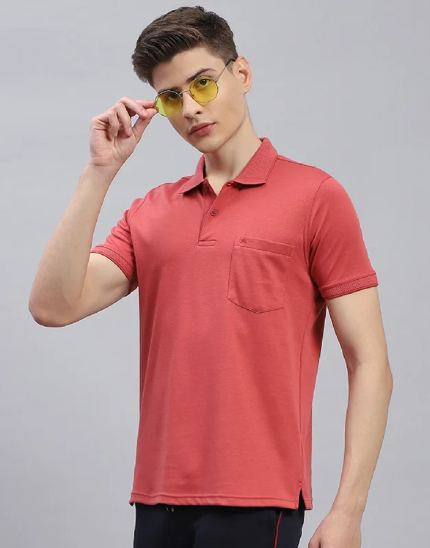 Neutral Sportwear Men Red Solid Polo Collar Half Sleeve T-Shirt