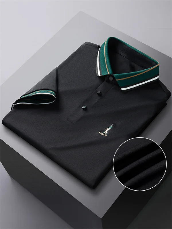 Tailored Rugged Ice Silk Polo Shirt - Solid Color