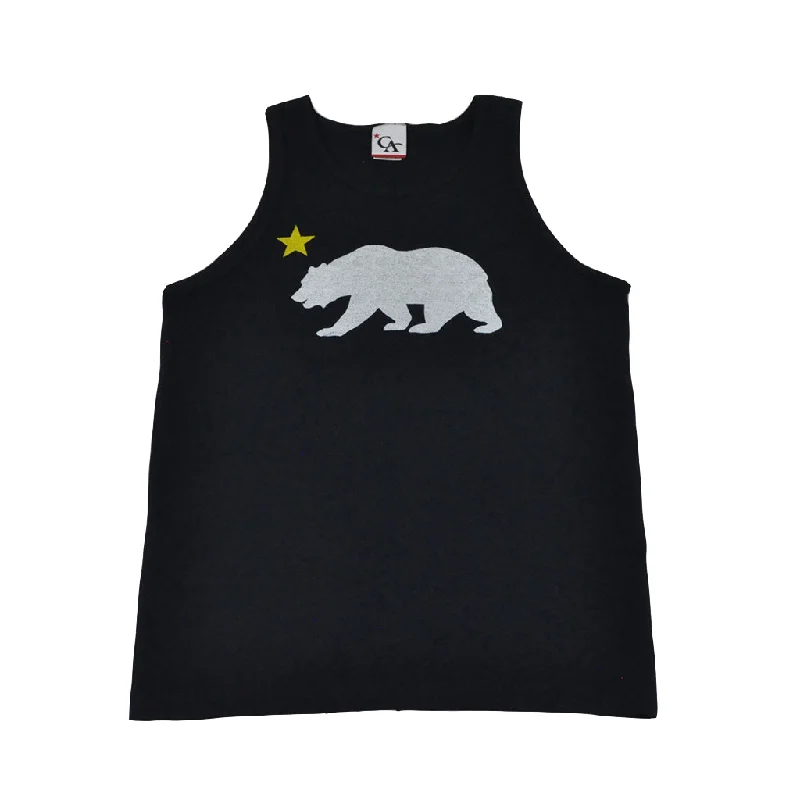 Sleek Tailored Cali Mens Bear Star Tank Top Navy