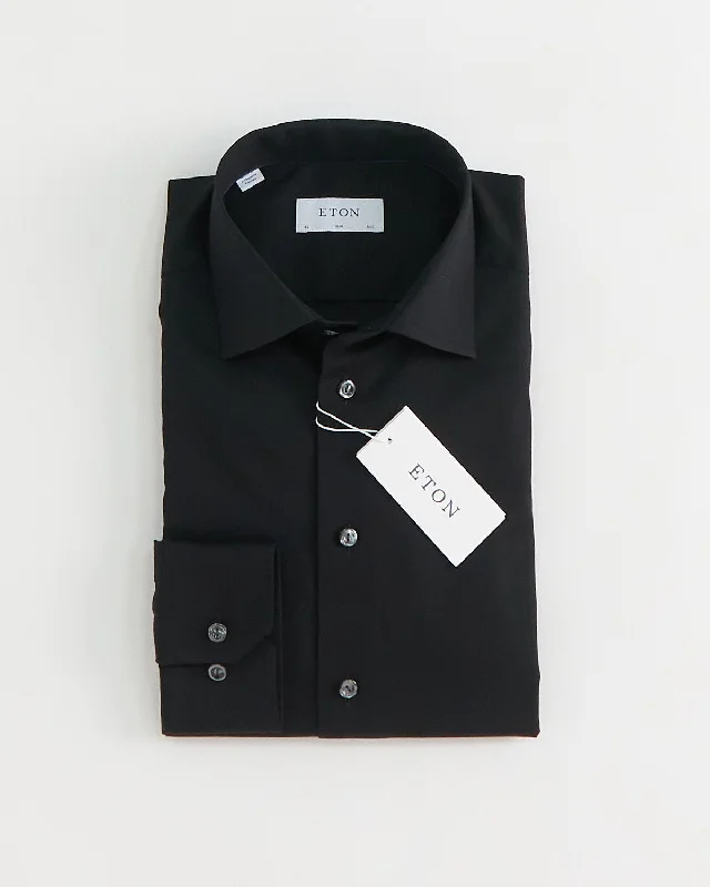 Urban Essentials Signature Twill Black Slim Dress Shirt