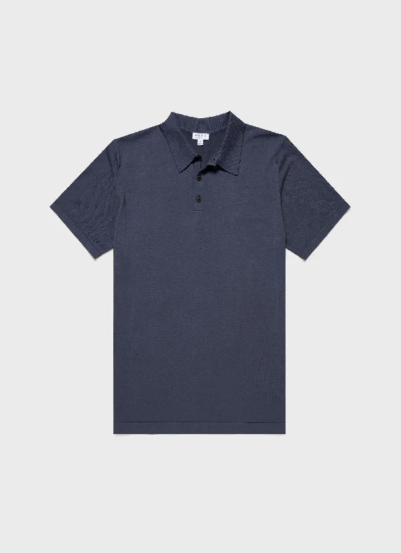 Tailored Essentials Men's Sea Island Cotton Polo Shirt in Slate Blue