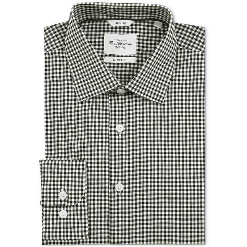 Tailored Sportwear Ben Sherman Mens Checkered Cotton Button-Down Shirt