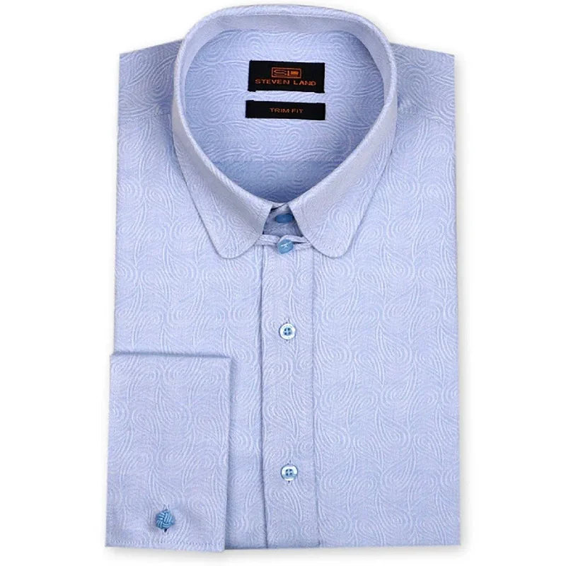 Minimalist Fit Ta727 Steven Land | Vintage Paisley Dress Shirt | Club Collar With Button Tab