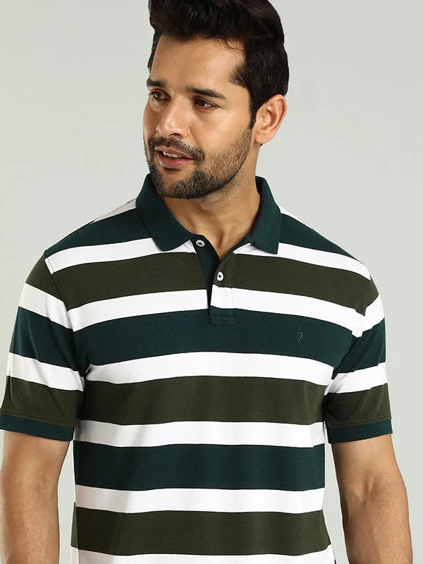 Relaxed Fitwear Men Striped Polo T-Shirt