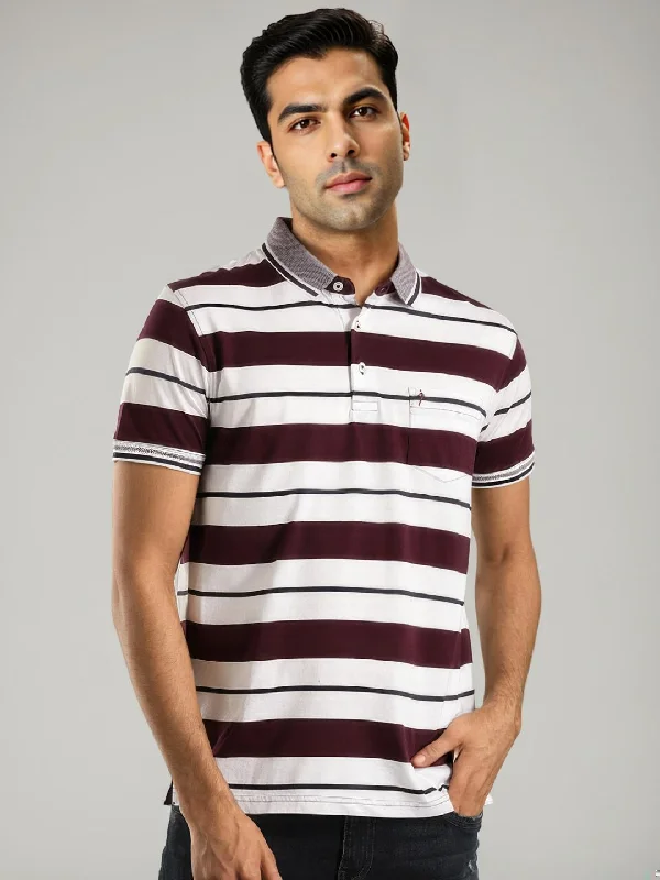 Relaxed Sport Look Men Striped Polo T-Shirt