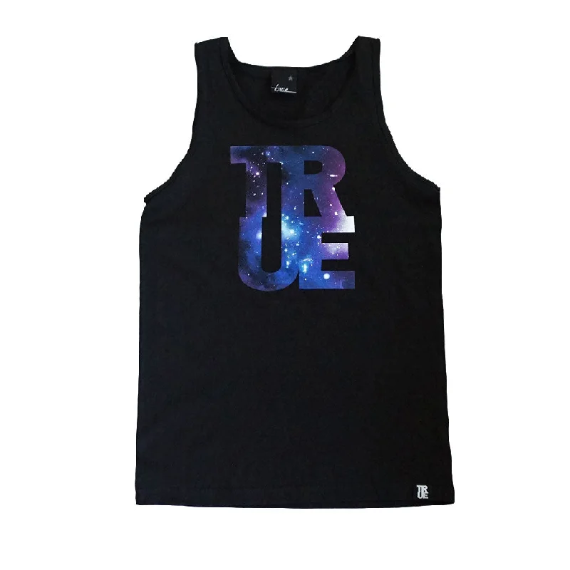 Simplified Sportwear True Mens Logo Galaxy Tank Top Black