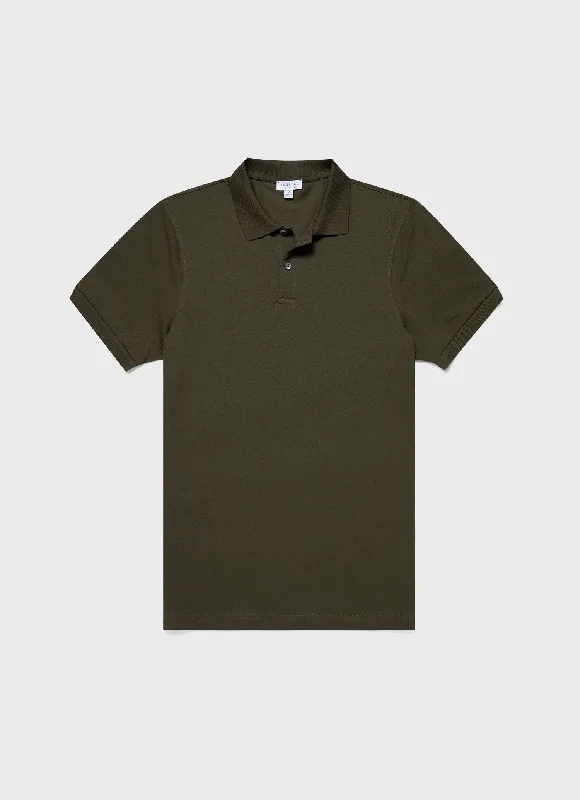 Modern Chic Look Men's Piqué Polo Shirt in Pine Green