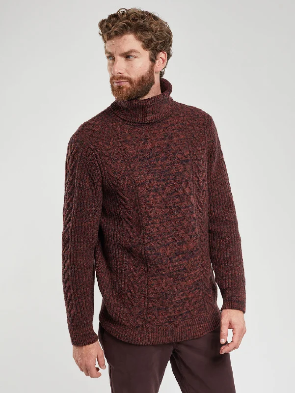 Retro Patterns Turtleneck Sweater - Deep Paprika Melange