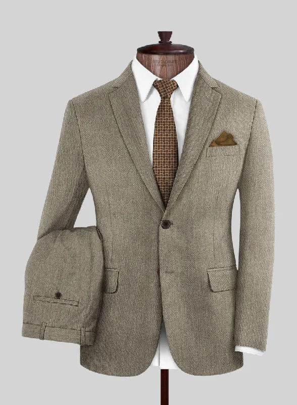 Minimalist Weekend Marco Stretch Dark Beige Wool Suit