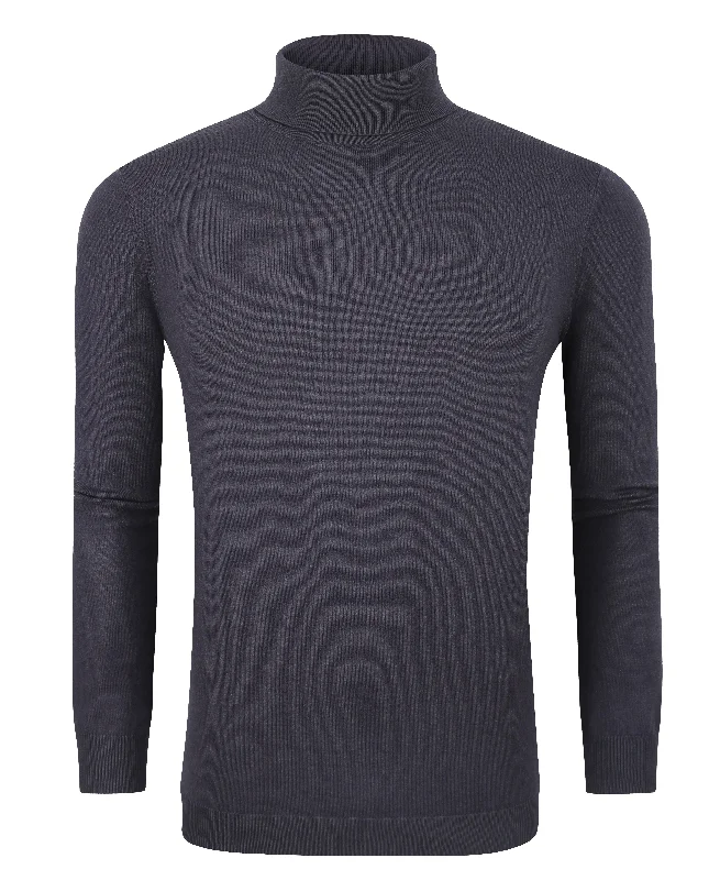 Structured Monochrome Tom Baine Slim Fit Performance Cotton Turtle Neck