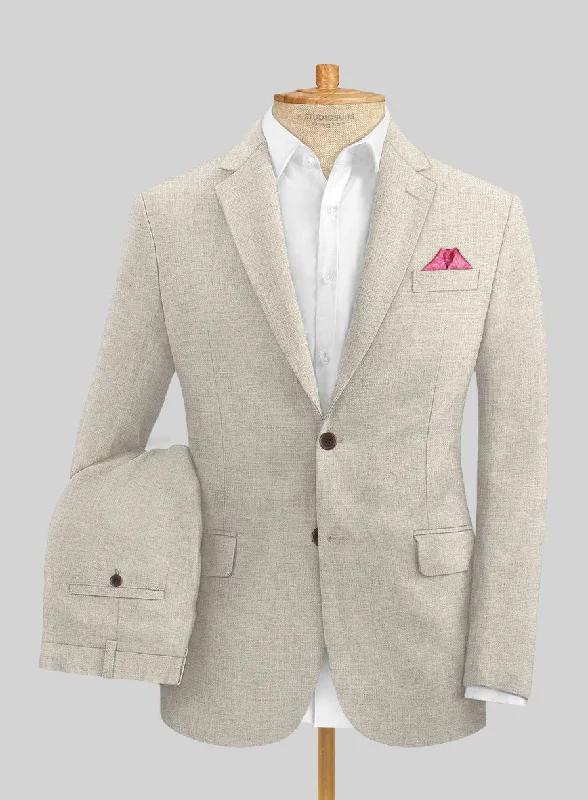 Modern Casual Look Solbiati Stone Beige Linen Suit