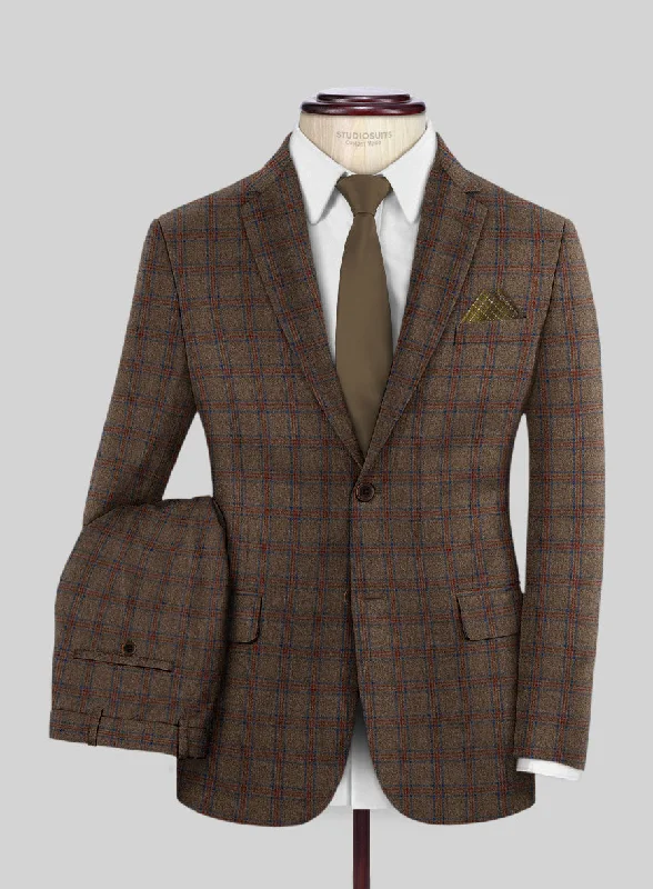 Earthy Fit Italian Iana Brown Wool Suit