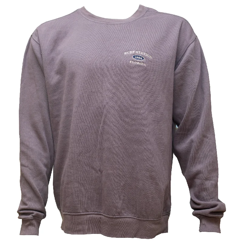 Simplistic Basics Surf Station Varsity Crewneck Men's L/S Sweater - Amethyst