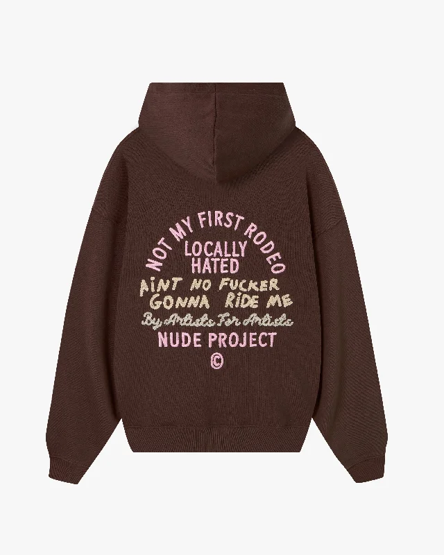 Rugged Elegance NOT A RODEO HOODIE BROWN