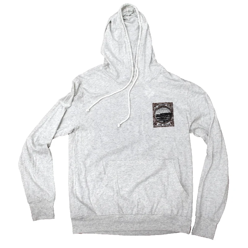 Elevated Pastels Surf Station Pier Right Men's Hooded Pullover - Light Grey